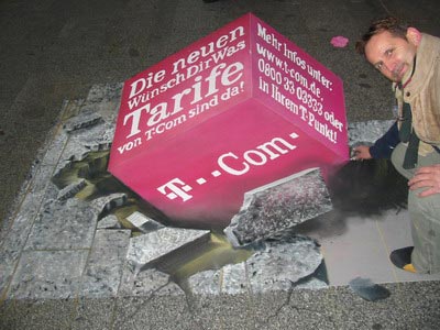 3D artist finishing street painting for t-com