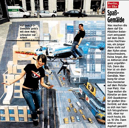 News article about 3D street illusion