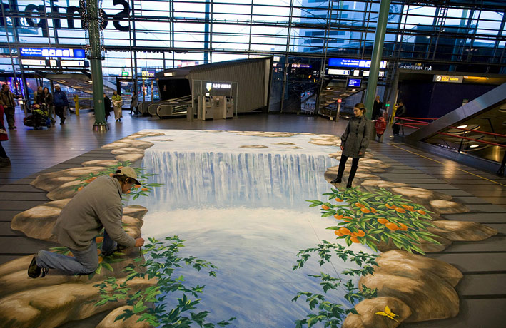 3D street art for Kneipp at Schiphol airport