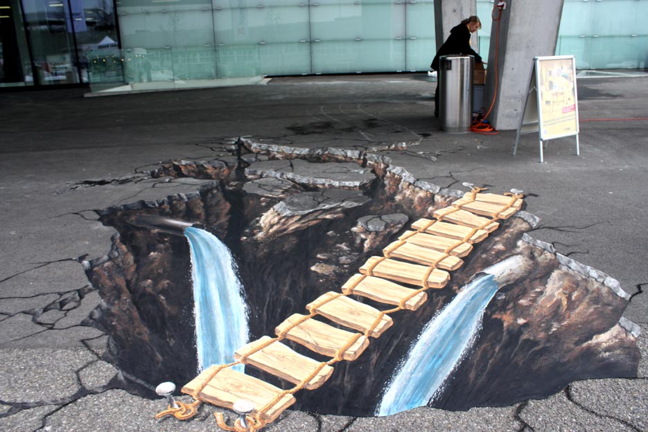 3D sidewalk painting in Bern, Switzerland