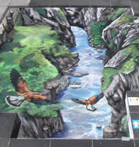 Illusion of valley with eagles