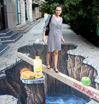 3D illusion of a hole in the pavement